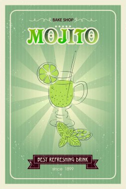 El yapımı kokteyl çizimi. Vektör çizimi. Yaz yeşili içecek.
