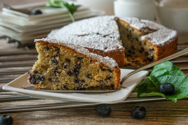 Torta Fresca Fatta Casa Senza Glutine Con Mirtilli Farina Mandorle — Foto Stock
