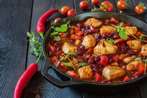 Chicken Stew Beans Delicious Spicy Stewed Chicken Kidney Beans Delicious — Stock Photo, Image