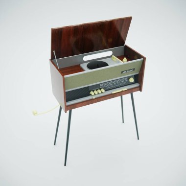 Eski radyo gramofon vef radyo 3D yorumlayıcı