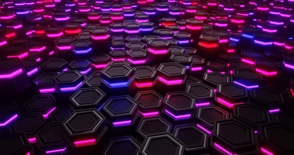 Red and Blue close-up. Hexagon abstract background. hexagonal structure 3d illustration — Stok fotoğraf