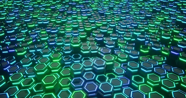Azul y Verde. Fondo abstracto hexágono. estructura hexagonal ilustración 3d —  Fotos de Stock
