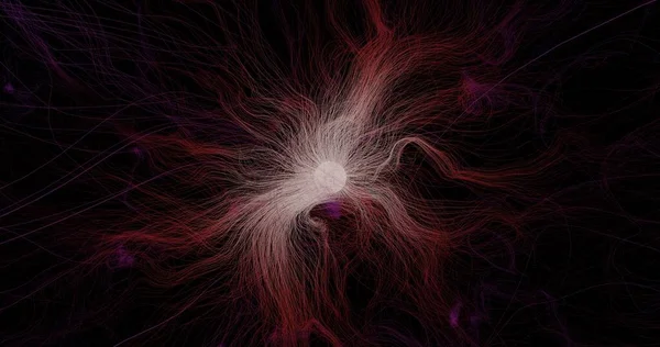 Glowing threads in dark space. Not glow red Second. 3d illustration