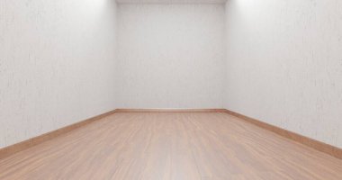 Döşemesi lamine kaplı ve 3D alçılı boş oda