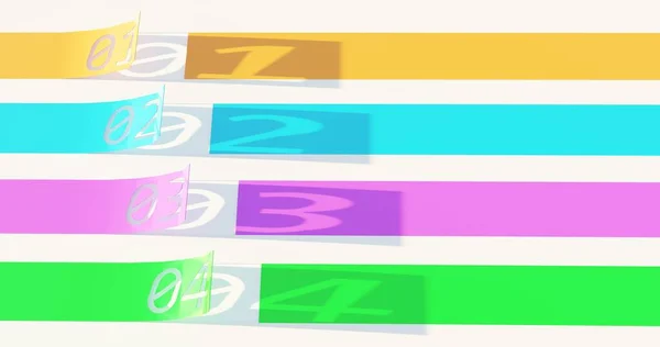 Cuatro líneas numeradas multicolores 3d representación ilustración — Foto de Stock