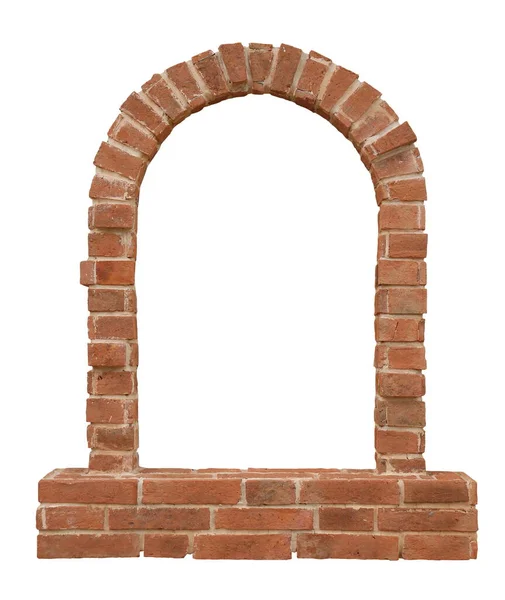 Old Historical European Medieval Arch Brick Window Isolated White Background — Stock Photo, Image