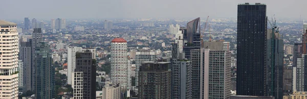 Panorama Luchtfoto Van Binnenstad Stedelijk Gebied Van Bangkok Voor Stadsgezicht — Stockfoto