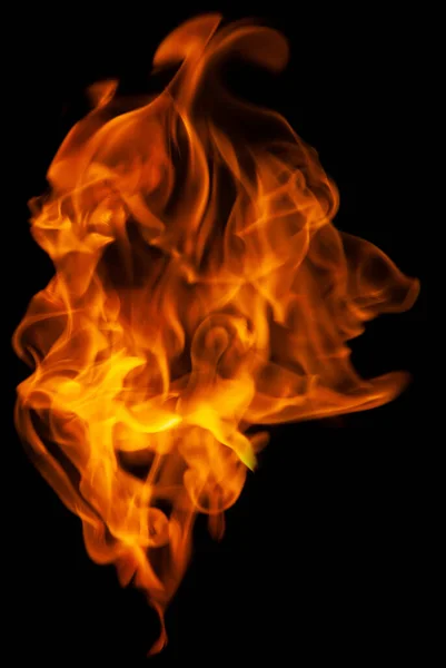 Feuer Und Brennende Flamme Isoliert Auf Dunklem Hintergrund Für Grafische — Stockfoto