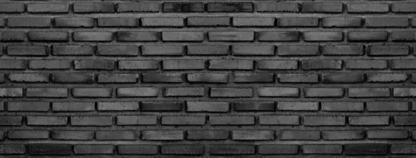 Vintage dark black panorama big file of brick wall for minimalism and hipster style background and design purpose