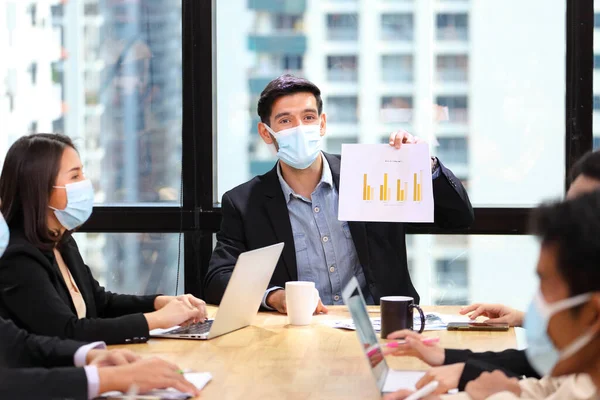 Executive Team Meeting Coronavirus Covid Business New Financial Strategy Pandemic — Stock Photo, Image