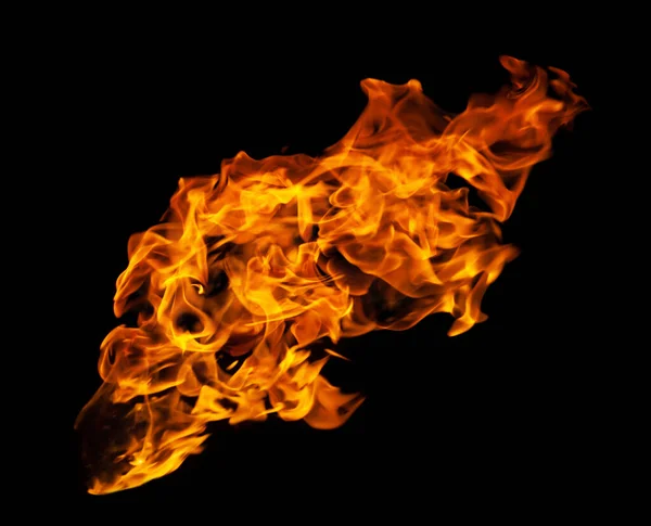 Feuer Und Brennende Flamme Isoliert Auf Dunklem Hintergrund Für Grafische — Stockfoto