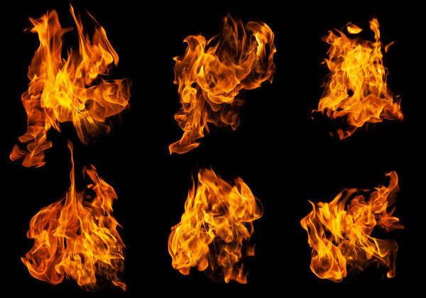 Сборник огня сжигания изолирован на темном фоне для графического дизайна