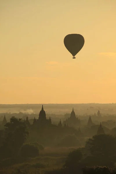 Vuelo Globo Sobre Mar Pagodas Bagan Región Mandalay Myanmar — Foto de Stock