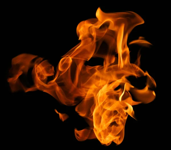 Feuer Und Brennende Flamme Isoliert Auf Dunklem Hintergrund Für Grafische — Stockfoto