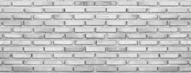 Klasik siyah beyaz panorama. Minimalizm ve hipster tarzı arka plan ve tasarım amacı için büyük tuğla duvar.