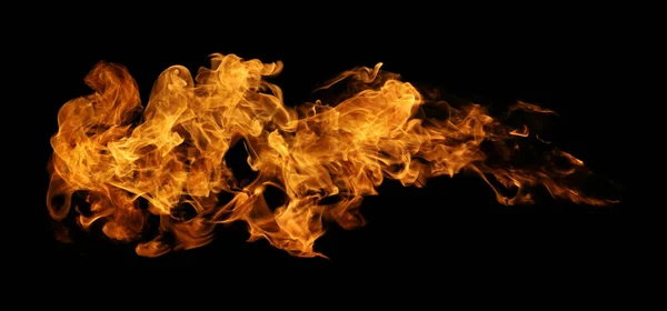 Tűz Égő Láng Fáklya Elszigetelt Fekete Alapon Grafikus Tervezési Használatra — Stock Fotó