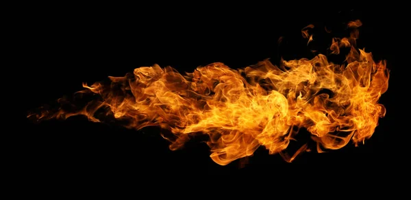 Fire Burning Flame Torch Isolated Black Background Graphic Design Usage — Stock Photo, Image