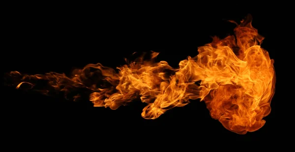 Fire Burning Flame Torch Isolated Black Background Graphic Design Usage — Stock Photo, Image