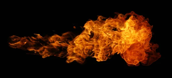 在黑暗背景下隔离的爆炸性火球的着火和燃烧火焰 用于图形设计 — 图库照片