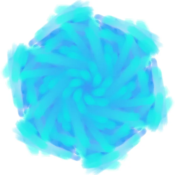 Handgetekende Illustratie Van Blauwe Spiraal Cirkelvormige Symmetrische Vorm Witte Achtergrond — Stockfoto