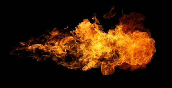 Feuer Und Brennende Flamme Fackel Isoliert Auf Schwarzem Hintergrund Für — Stockfoto