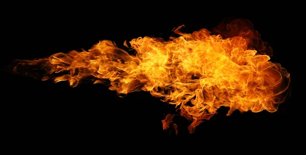 グラフィックデザインのための黒の背景に隔離された火と燃える炎のトーチ — ストック写真