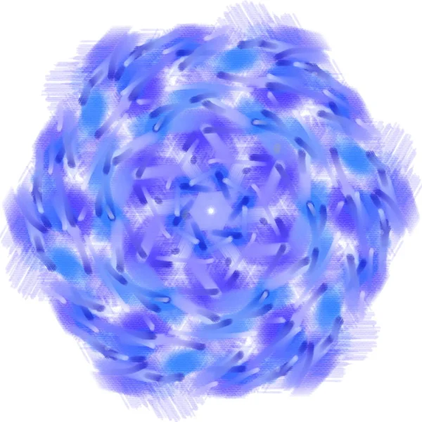 Hand Drawn Illustration Blue Twirl Spiral Circular Symmetrical Shape White — Stock Photo, Image