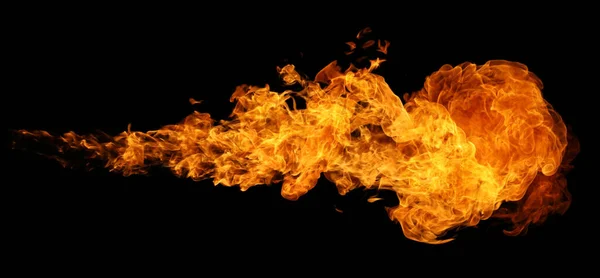 Fire Burning Flame Torch Isolated Black Background Graphic Design Usage — Stock Photo, Image