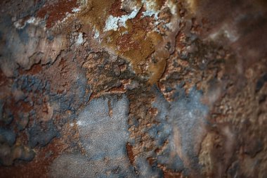 Soyut kil duvar dokusu ve renk arkaplanı kusurlu ve çatlaklı. Toprak kahverengi tema