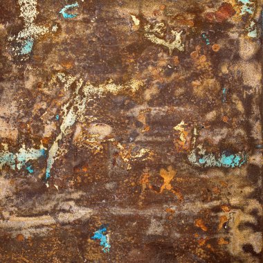 Soyut kil duvar dokusu ve renk arkaplanı kusurlu ve çatlaklı. Demir oksitlenmesi.