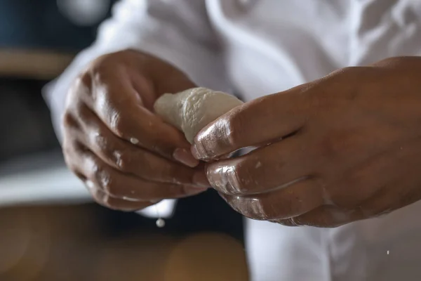 Proceso Creación Queso Mozzarella Fresco —  Fotos de Stock