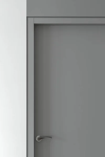 Simple Modern Grey Menutup Pintu Dengan Frame Dan Gagang Pintu — Stok Foto
