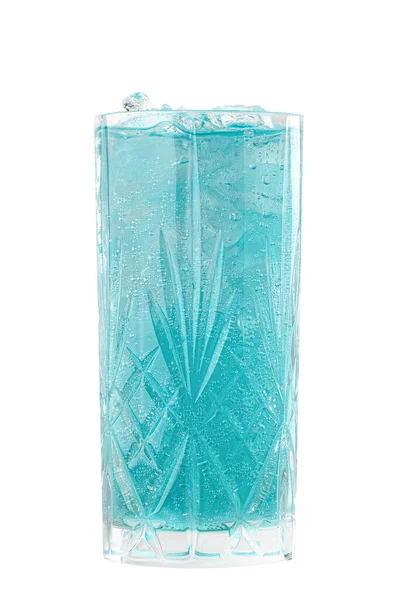 Homemade Blueberry Lemonade Glass Ice Rocks Isolated — Stock Photo, Image