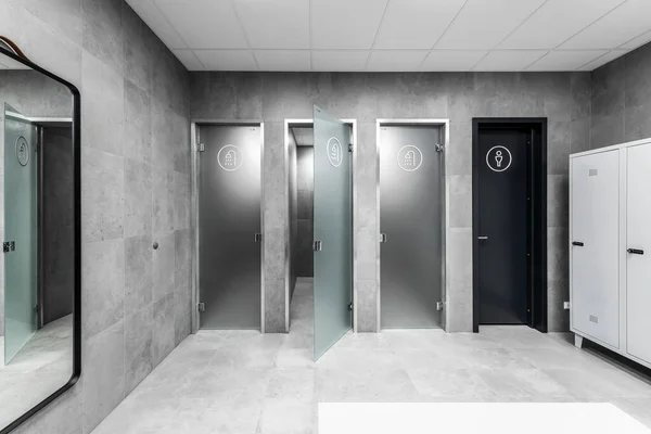 Modern Minimalist Interior Public Shower Room Grey Clay Wall — Stock Photo, Image