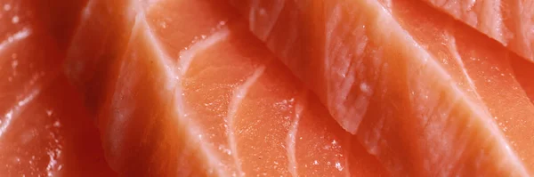 Fresh Salmon Sashimi Full Frame Macro Close — Stock Photo, Image