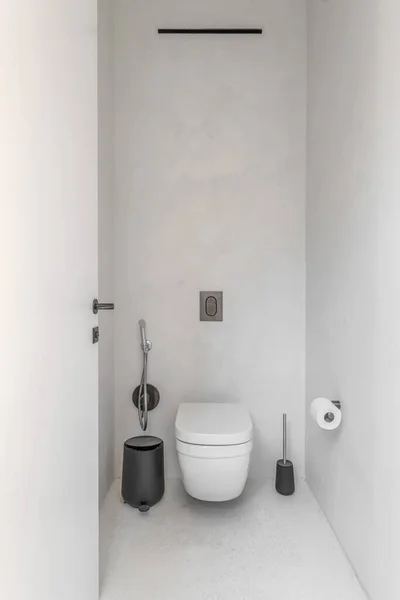 Modern minimalist and contemporary interior of public restroom