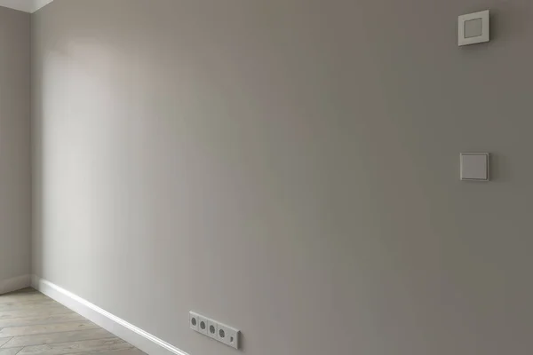 Eenvoudige Moderne Beige Grey Wall Met Grijze Lichtschakelaar Grijze Stopcontact — Stockfoto