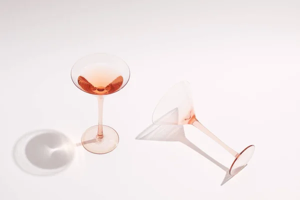 Rose Wine Cocktail Rose Glasses White Background — Stock Photo, Image