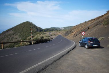 Tenerife adasındaki çakıllı kum asfalt orman doğası