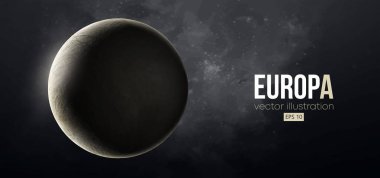 Uzaydan gelen gerçekçi Europa gezegeni. Vektör çizimi. İzlediğiniz için teşekkürler.