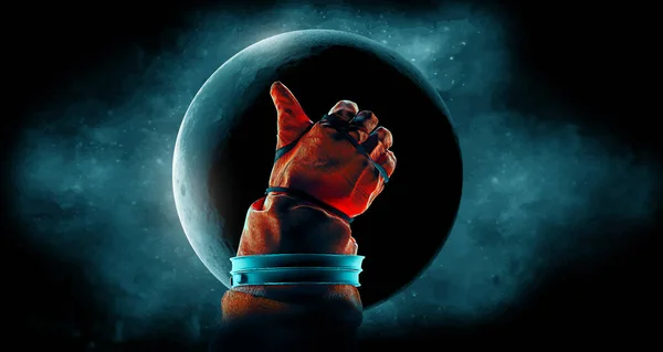 Astronot, Ay 'ın arka planında olduğu gibi