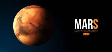 Uzaydan gelen gerçekçi Mars gezegeni. Vektör illüstrasyonu