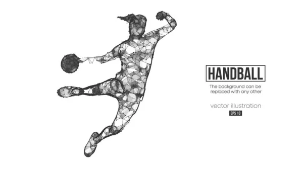 Silhouette abstraite d'un joueur de handball filaire à partir de particules sur le fond. Organisation pratique du fichier eps. Illusion vectorielle. Merci d'avoir regardé — Image vectorielle