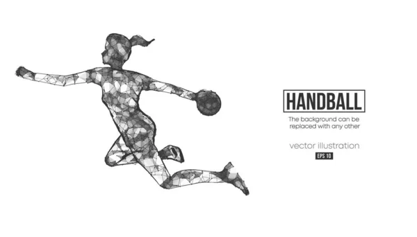 Αφηρημένη σιλουέτα ενός wireframe handball player από σωματίδια στο παρασκήνιο. Βολική οργάνωση του αρχείου eps. Εικονογράφηση διανύσματος. Ευχαριστώ για την προσοχή. — Διανυσματικό Αρχείο
