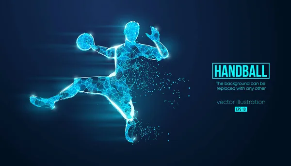 Silhouette abstraite d'un joueur de handball filaire à partir de particules sur le fond. Organisation pratique du fichier eps. Illusion vectorielle. Merci d'avoir regardé — Image vectorielle