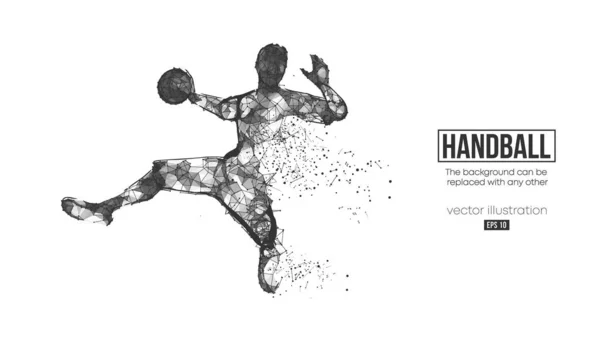 Silhouette abstraite d'un joueur de handball filaire à partir de particules sur le fond. Organisation pratique du fichier eps. Illusion vectorielle. Merci d'avoir regardé — Image vectorielle