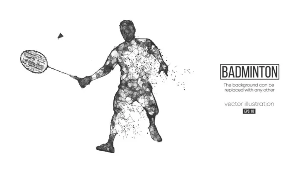 Silhouette Abstraite Joueur Badminton Filaire Partir Particules Sur Fond Organisation — Image vectorielle