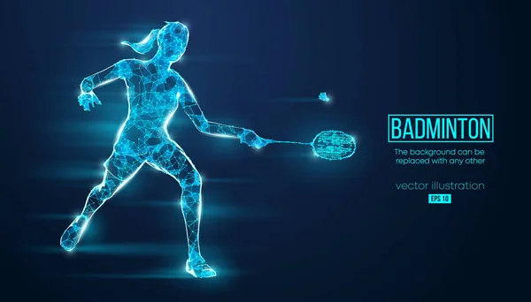 Silhouette Abstraite Joueur Badminton Filaire Partir Particules Sur Fond Organisation — Image vectorielle