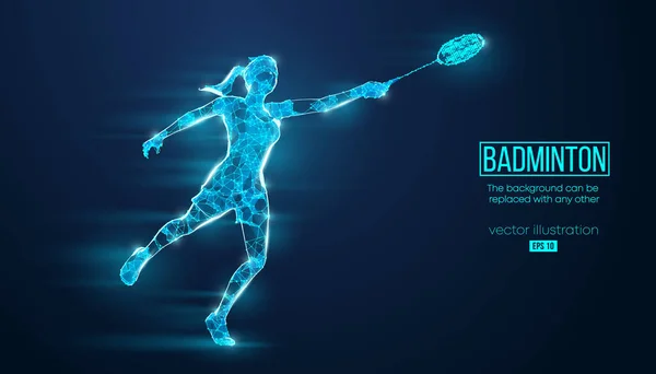 Abstrakt Siluett Wireframe Badminton Spelare Från Partiklar Bakgrunden Bekväm Organisation — Stock vektor