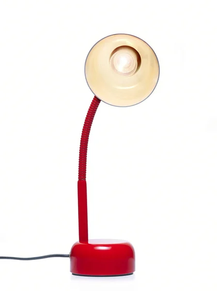 Iluminación Lámpara Escritorio Color Rojo Sobre Fondo Blanco Ruta Recorte — Foto de Stock